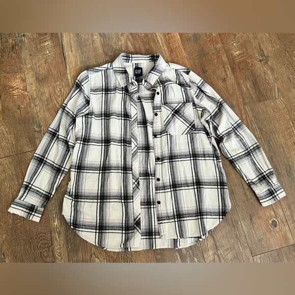 GAP Tops - GAP Cream and Black Striped Shirt